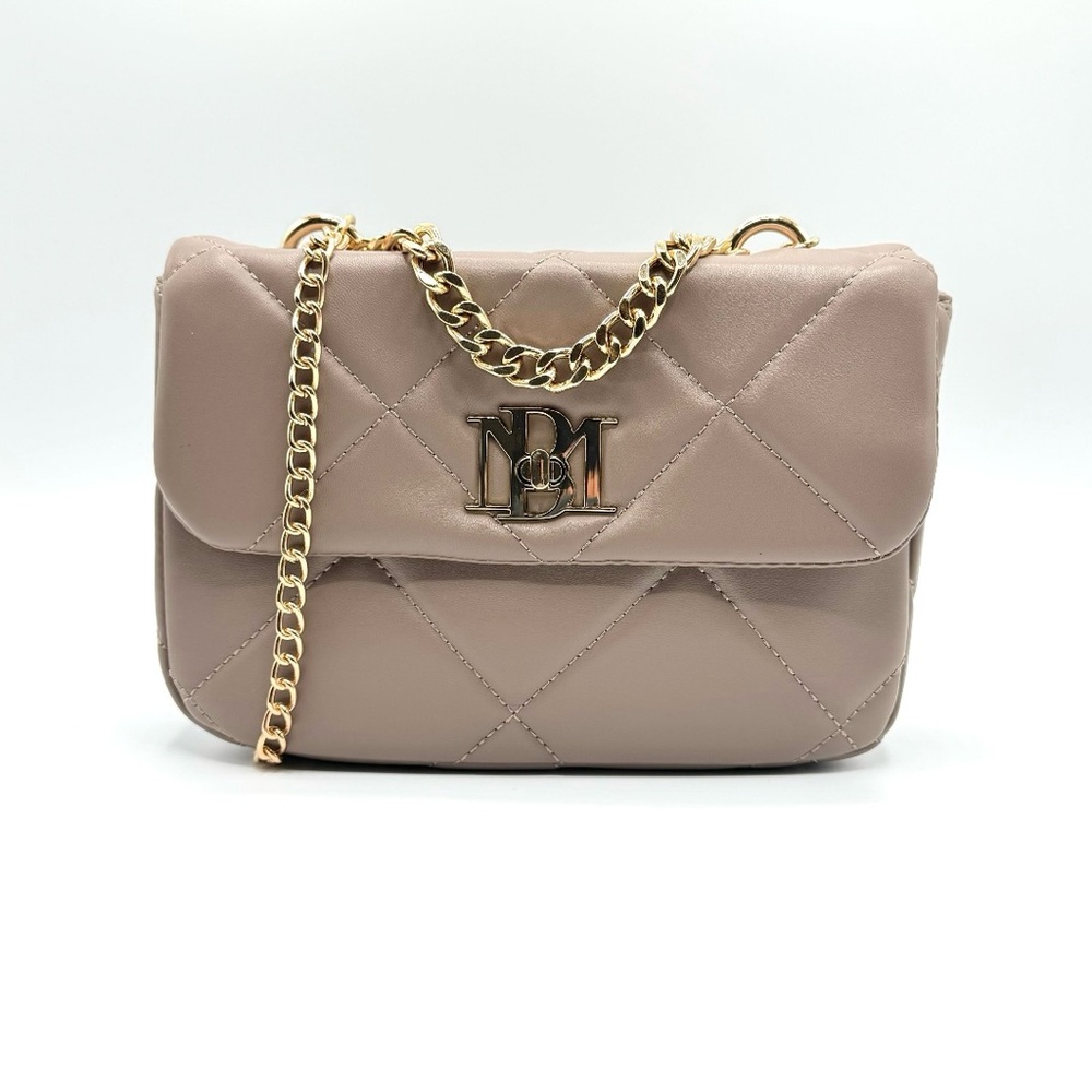 BADGLEY MISCHKA MSRP $149 Beige Taupe Small Crossbody Bag w/ Big Diamond Quilt
